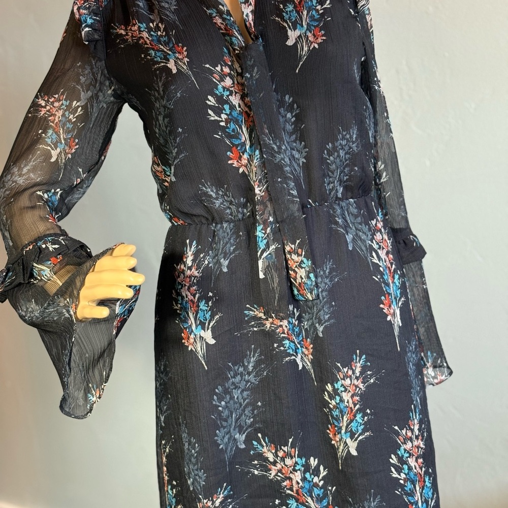 MNG Suit Blue Floral Mini Dress Size XS